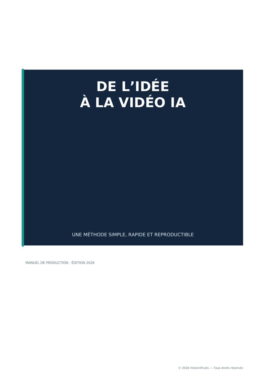 Couverture du guide « De l’idée à la vidéo IA » par histoir2fruits